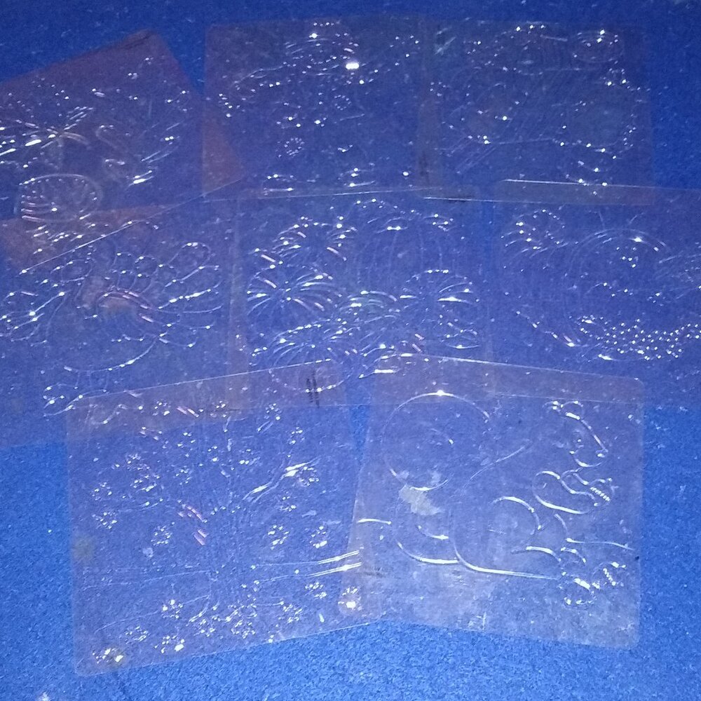 Rubbing Trace Plates Coloring  7" x 7" set of 8 Fall / Thanksgiving Theme Used